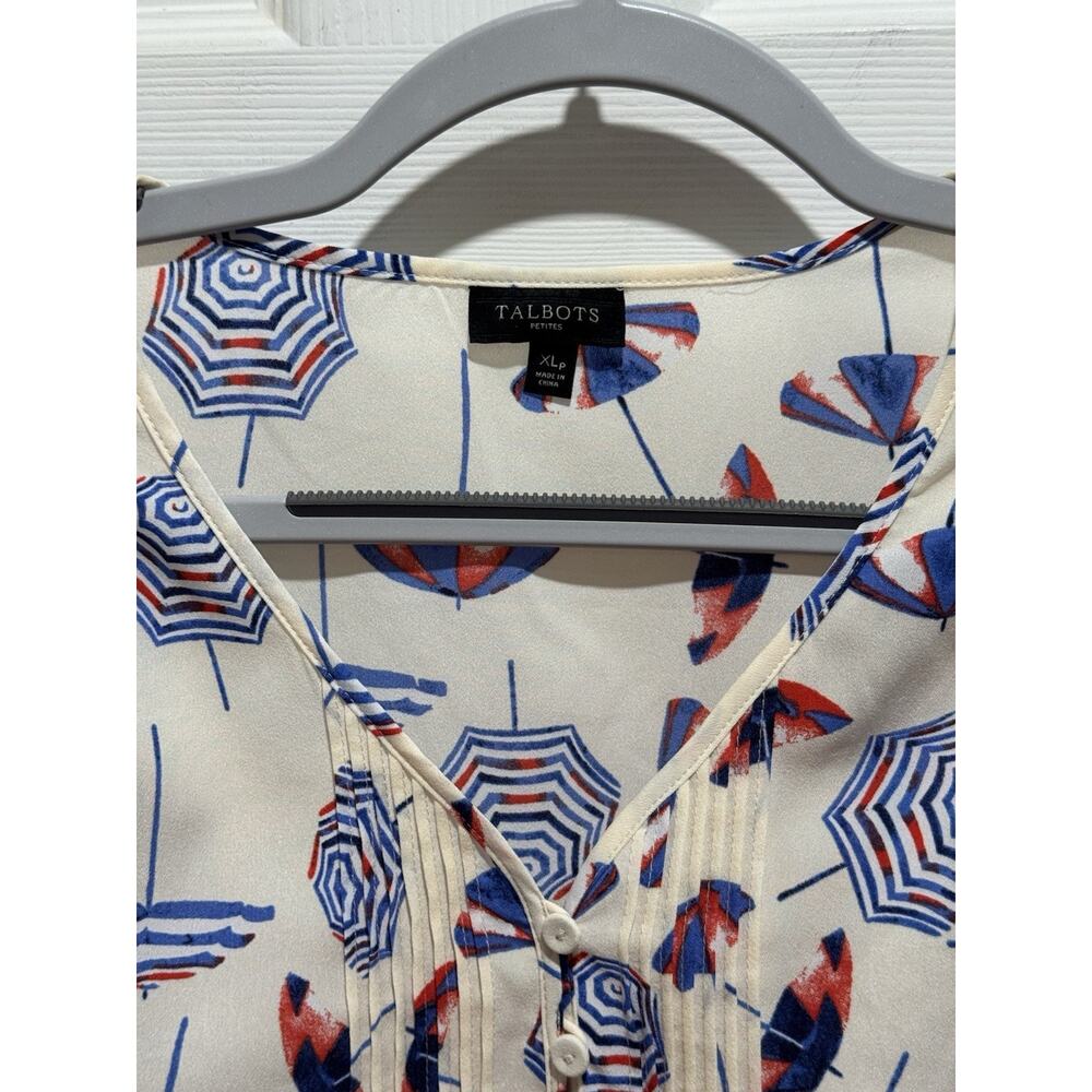 Talbots Pleated Button Up Flutter Sleeve Blouse S… - image 3